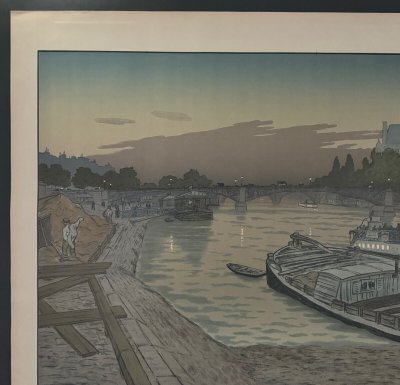 Lithograph by Henri Rivière Le Pont des Saints-Pères and Le Louvre