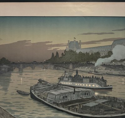 Lithograph by Henri Rivière Le Pont des Saints-Pères and Le Louvre