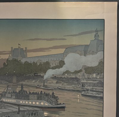 Lithograph by Henri Rivière Le Pont des Saints-Pères and Le Louvre