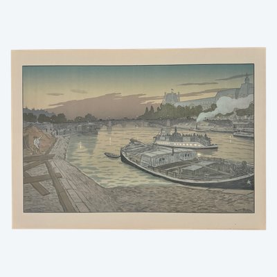 Lithograph by Henri Rivière Le Pont des Saints-Pères and Le Louvre