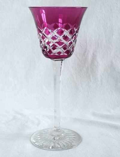 Set of 6 Baccarat crystal Rhine wine glasses, Burgos model - 19.5cm