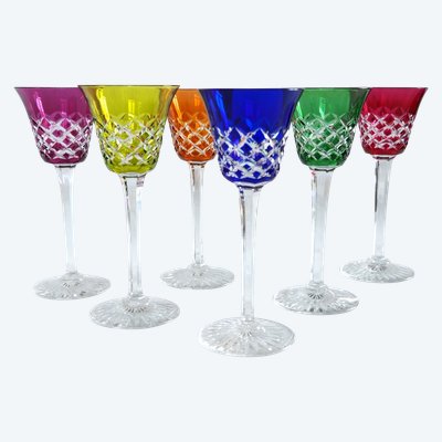 Set of 6 Baccarat crystal Rhine wine glasses, Burgos model - 19.5cm