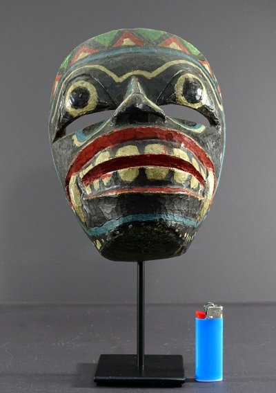 Indonesia, Java Island, Râmâyana Theater, Polychrome Wooden Raksasa Mask.
