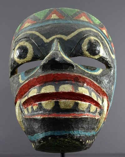 Indonesia, Java Island, Râmâyana Theater, Polychrome Wooden Raksasa Mask.