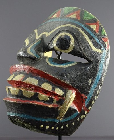 Indonesia, Java Island, Râmâyana Theater, Polychrome Wooden Raksasa Mask.