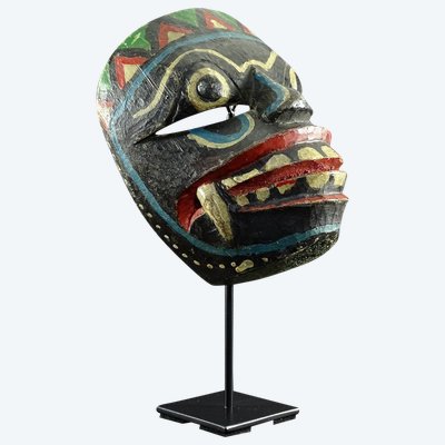 Indonesia, Java Island, Râmâyana Theater, Polychrome Wooden Raksasa Mask.