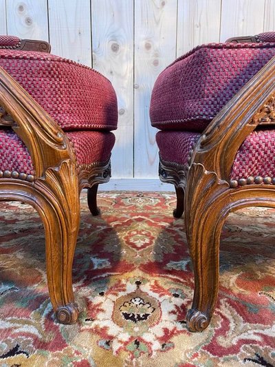 Pair of armchairs - Louis XV style shepherdes