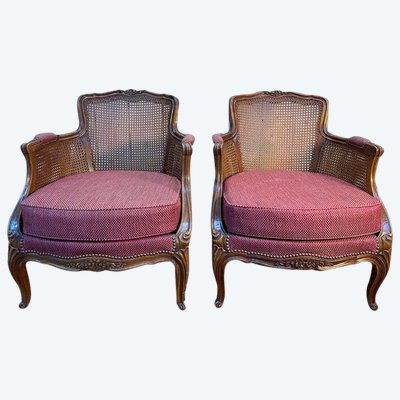 Pair of armchairs - Louis XV style shepherdes