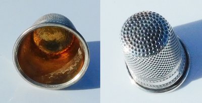 Small Box Sewing Kit Silver Vermeil Embroidery Scissors Thimble Case Needles