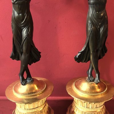 Candelabro con ballerine antiche, periodo Impero