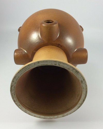 Scultura in ceramica vintage del 1960 con applicazione di patina marrone