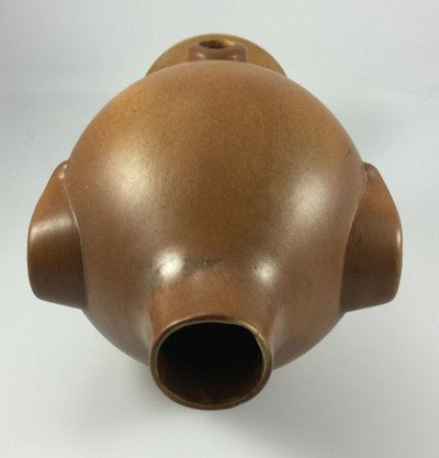 Scultura in ceramica vintage del 1960 con applicazione di patina marrone