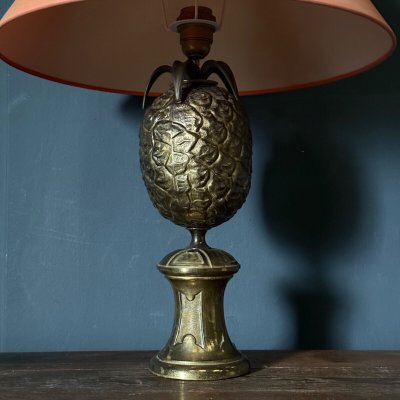 Lampada ananas 1980 in metallo dorato