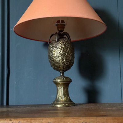 Lampada ananas 1980 in metallo dorato