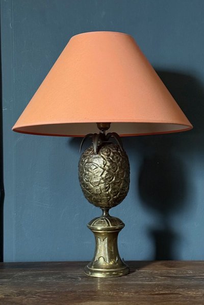 Lampada ananas 1980 in metallo dorato