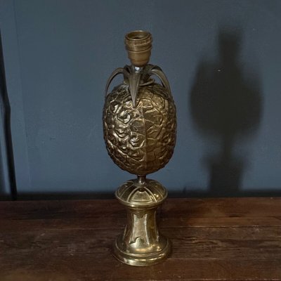 Lampada ananas 1980 in metallo dorato