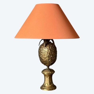 Lampada ananas 1980 in metallo dorato
