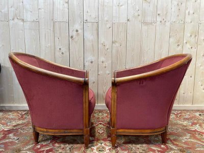 Coppia di poltrone in botte in stile art deco