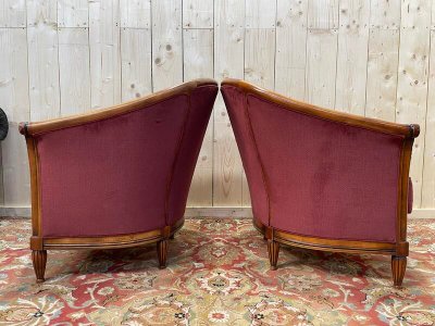 Coppia di poltrone in botte in stile art deco