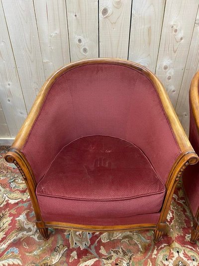 Coppia di poltrone in botte in stile art deco