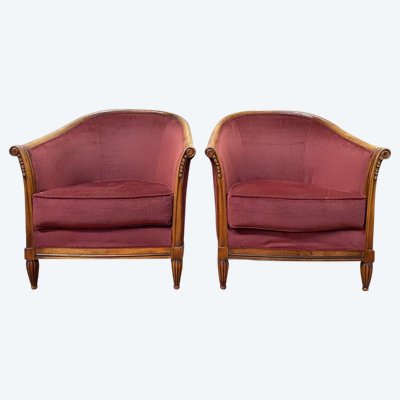 Coppia di poltrone in botte in stile art deco