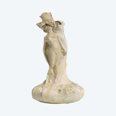 Alfred Finot, Faune & Nymphe, Art Nouveau ceramic