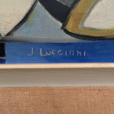 Oil on canvas 20th century geometric abstraction by J. Luccioni