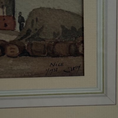 Fodera acquerellata di Deny Nice 1938 inizio XX secolo