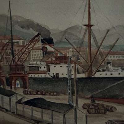 Fodera acquerellata di Deny Nice 1938 inizio XX secolo