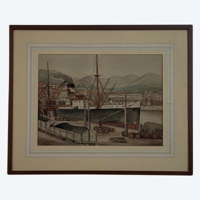 Fodera acquerellata di Deny Nice 1938 inizio XX secolo