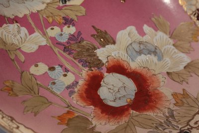 Satsuma Faience Plate with Flower and Bird Design, Japan, Meiji period, Late 19th Century