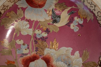 Satsuma Faience Plate with Flower and Bird Design, Japan, Meiji period, Late 19th Century