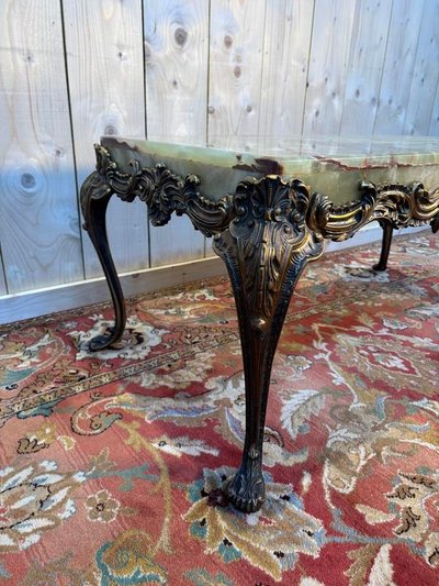 Louis XV onyx and bronze coffee table
