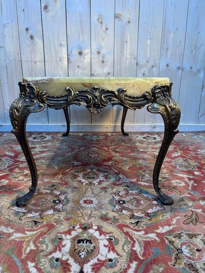 Louis XV onyx and bronze coffee table