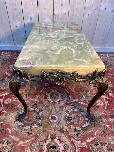 Louis XV onyx and bronze coffee table