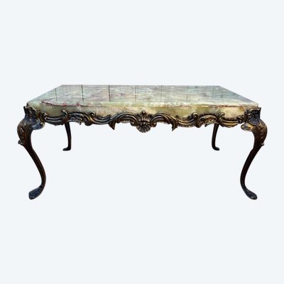 Louis XV onyx and bronze coffee table