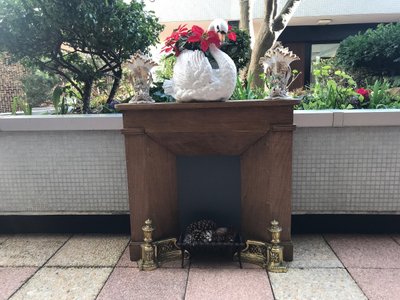 Small decorative solid wood mantel from the late 19th century