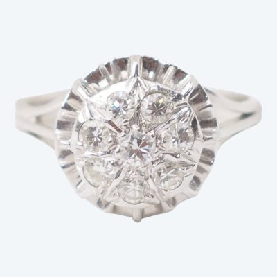 Bague ancienne en or blanc et diamants