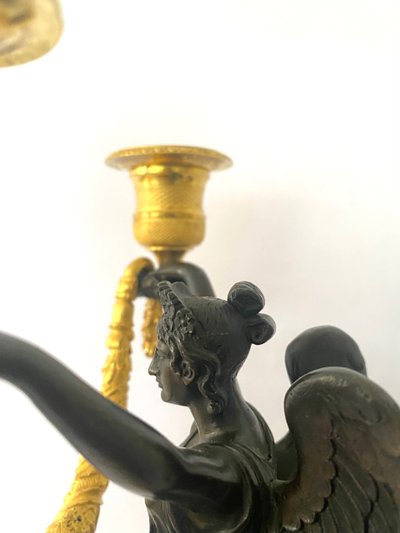 Pair of candelabras   in gild ans patinated bronze circa 1810 empir period