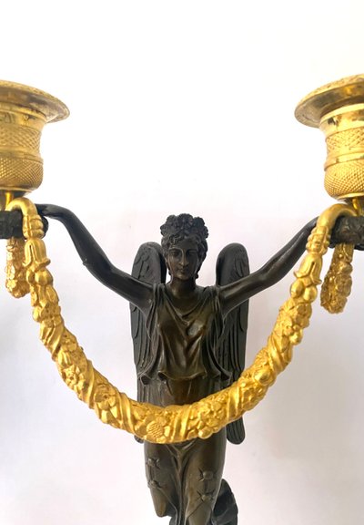 Pair of candelabras   in gild ans patinated bronze circa 1810 empir period
