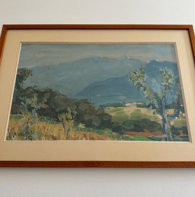 Watercolor on paper by Jean Vinay L'Isère mountain landscape