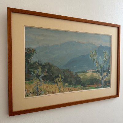 Watercolor on paper by Jean Vinay L'Isère mountain landscape