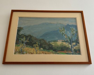 Watercolor on paper by Jean Vinay L'Isère mountain landscape