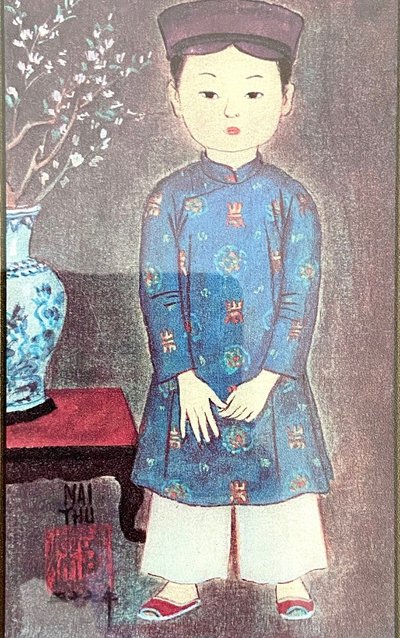 Mai Trung Thu Dit Mai Thu (1906-1980), Pair of Prints On Paper 1970s Boy And Girl.