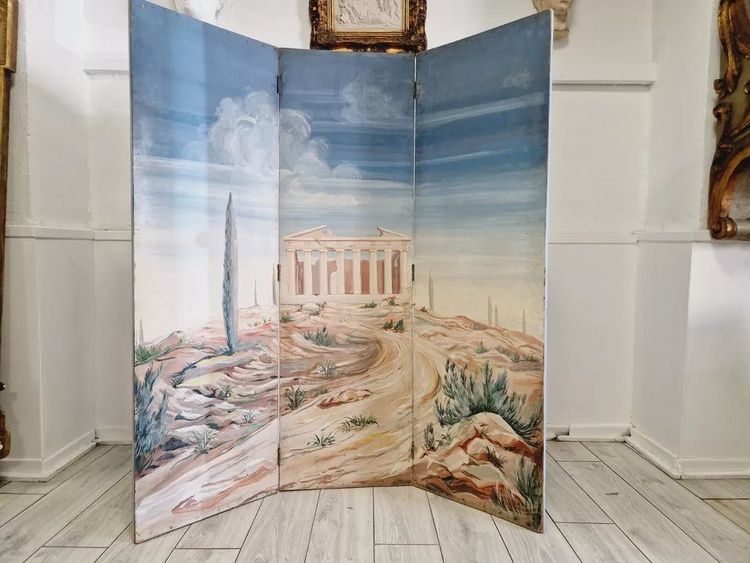 Paravent Ancien Paravent Français "le Panthéon"