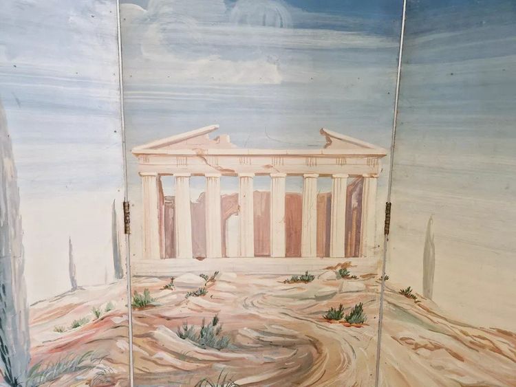 Paravent Ancien Paravent Français "le Panthéon"