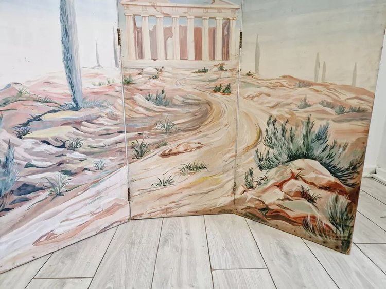 Paravent Ancien Paravent Français "le Panthéon"