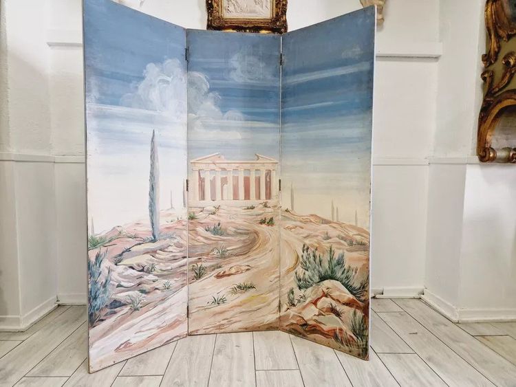 Paravent Ancien Paravent Français "le Panthéon"