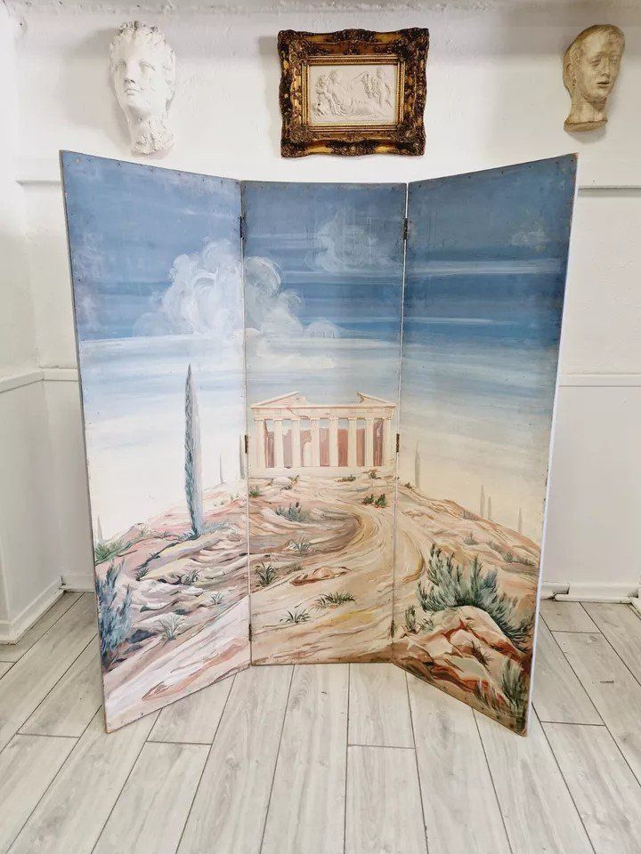Paravent Ancien Paravent Français "le Panthéon"
