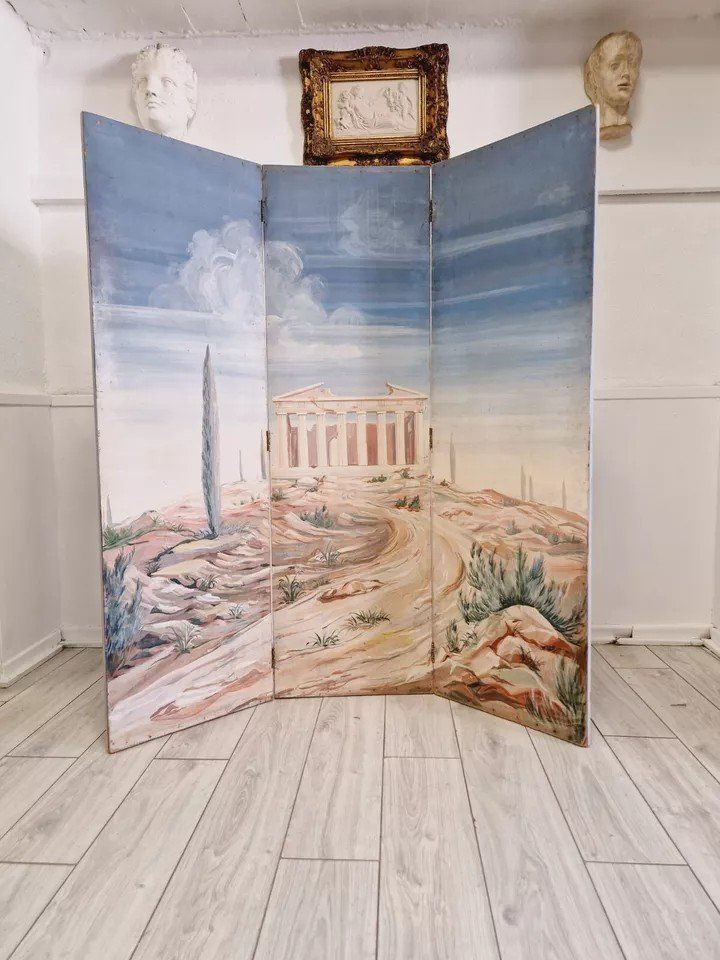 Paravent Ancien Paravent Français "le Panthéon"